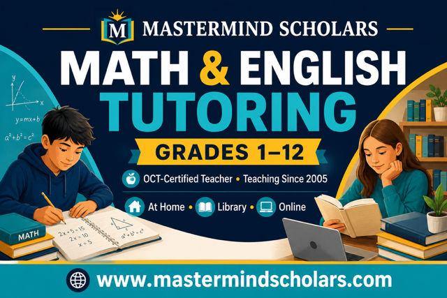 Math & English Tutor | Grades 1–12 | OCT-Certified Teacher