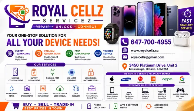 Cell Phone Repair on the spot Mississauga Battery Back Glass