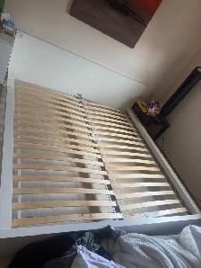 Wooden KING size white bed frame set with 2 slats - Photo 2