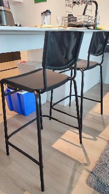 IKEA STIG Bar Stools with Backrest (2x, Black)