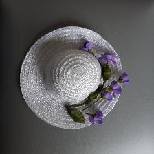 CHAPEAU NEUF BLANC À 6FLEURS MAUVES 14'TOUR TETE FILLETTE: $5.00 - Photo 3