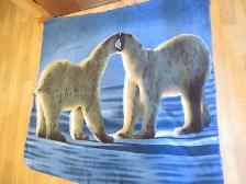 COUVERTURE MOTIF 2 OURS BLANC STYLE PELUCHE NEUVE