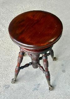Victorian Mahogany Piano Stool (w Adjustable Swivel Seat)