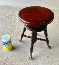 Victorian Mahogany Piano Stool (w Adjustable Swivel Seat) - Photo 6