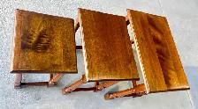 Vintage Set Of Three Walnut Wood Nesting Tables w Turned Legs - Photo 2