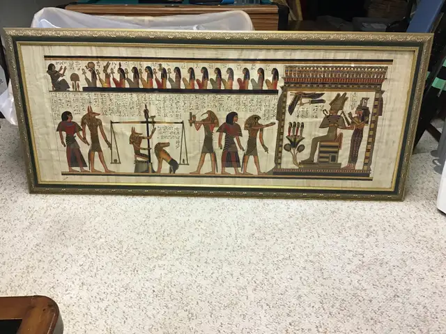 Vintage solid wood frame w/ Egyptian Art $ 350.00