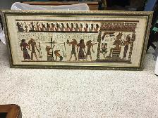 Vintage solid wood frame w/ Egyptian Art $ 350.00