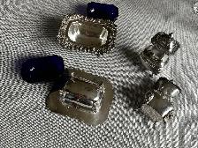 4- pieces cruet set with blue liners $70.00