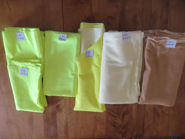 TISSU/MATERIEL JAUNE ET BEIGE 4 CHOIX