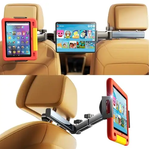3-in-1 Car Headrest Tablet Holder Mount for iPad Back Seat...