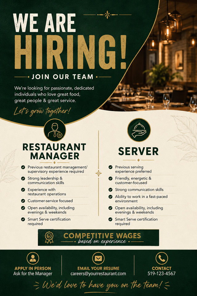 Restaurent Manager & Server