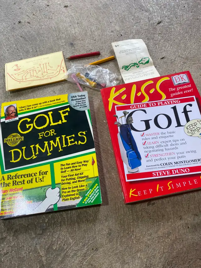 12 Older Golf Clubs and Bag and 2 Golf Books