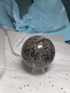 FUNKY CHIC MOTTLED  SPINEL/BIOTITE/QUARTZ/PYRITE CRYSTAL SPHERE! - Photo 3