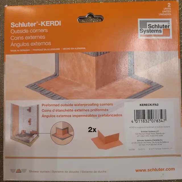 Schluter kerdi waterproof inside or outside corners