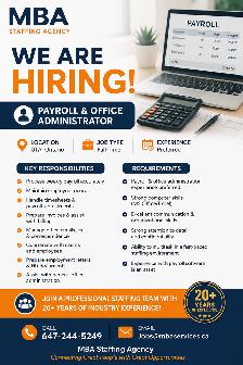 WE ARE HIRING – PAYROLL & OFFICE ADMINISTRATOR