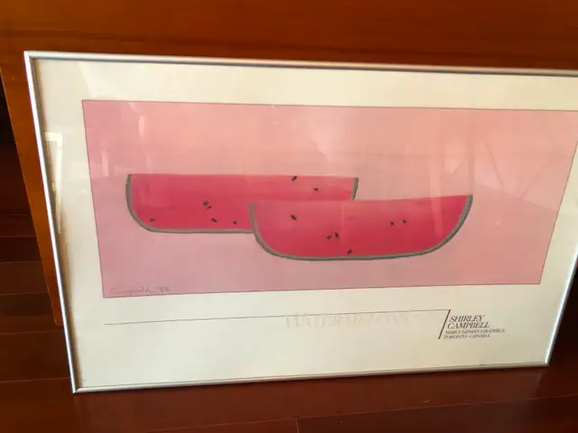 Vintage art print "Watermelons" signed by Shirley Campbell ‘82