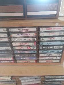 Cassette Tape Collection with Wooden Storage Racks - Photo 2