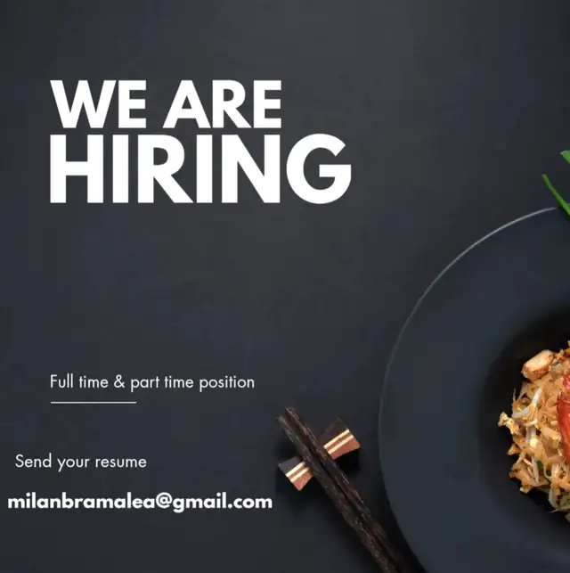Food Counter Assistant : 2 positions start date Sep 15