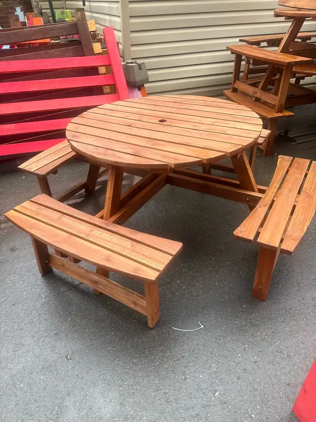 Round Wooden Picnic Table