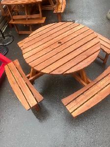 Round Wooden Picnic Table - Photo 2