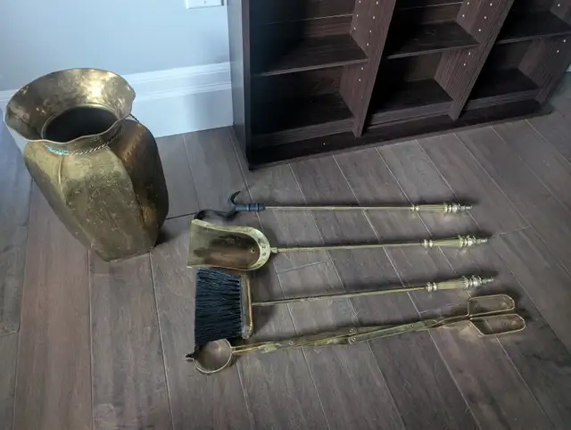 Gold Antique Fireplace Tool Set For Sale