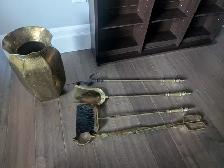 Gold Antique Fireplace Tool Set For Sale