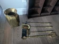 Gold Antique Fireplace Tool Set For Sale - Photo 2