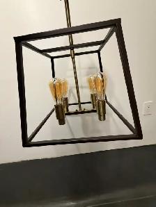 FARMHOUSE CHANDELIER DARK BROWN METAL LUXE CEILING LIGHT FIXTURE