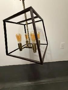 FARMHOUSE CHANDELIER DARK BROWN METAL LUXE CEILING LIGHT FIXTURE - Photo 2