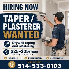 TAPER / PLASTERER WANTED – MONTREAL / WEST ISLAND
