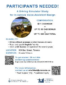 Male Drivers Needed! Paid Simulator Study at UofT