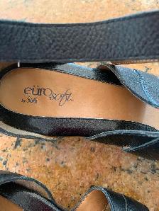 Euro Soft black leather open toe women shoes sz 11 &35.00 - Photo 3