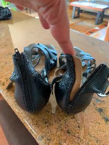 Euro Soft black leather open toe women shoes sz 11 &35.00 - Photo 5