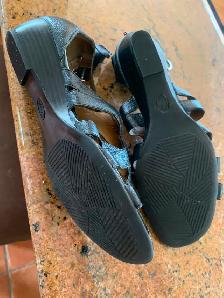 Euro Soft black leather open toe women shoes sz 11 &35.00 - Photo 6