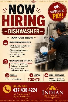 HIRING DISHWASHER!