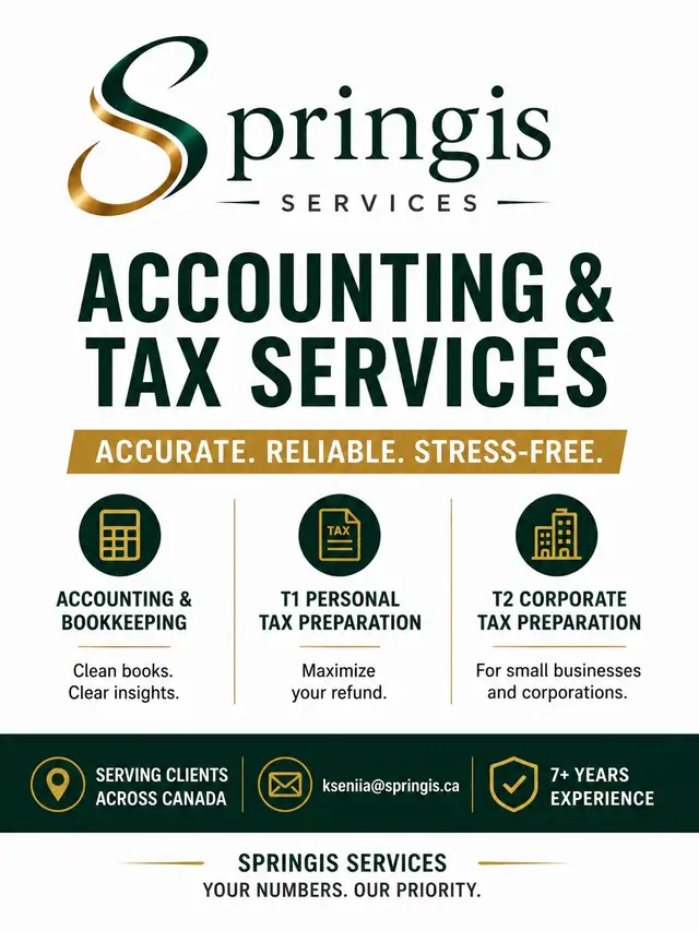 Accounting | Bookkeeping | T1 & T2 Tax Preparation