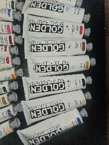 NEW, UNUSED ASSORTED TUBES OF GOLDEN ACRYLIC PAINTS AND BRUSHES - Photo 4