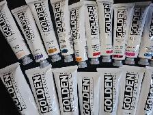 NEW, UNUSED ASSORTED TUBES OF GOLDEN ACRYLIC PAINTS AND BRUSHES - Photo 5