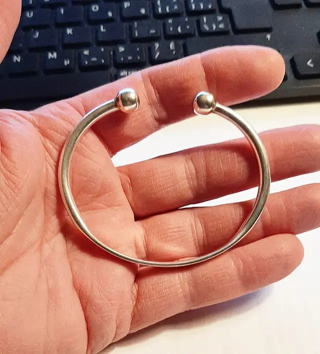 Men's Torque Solid Sterling Silver Bracelet with Ball Ends