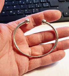 Men's Torque Solid Sterling Silver Bracelet with Ball Ends