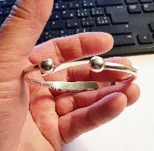 Men's Torque Solid Sterling Silver Bracelet with Ball Ends - Photo 2