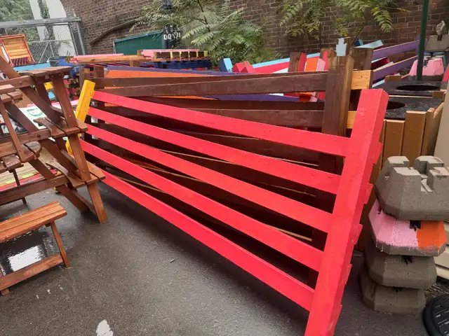 Multicoloured Wooden fencing  Sections