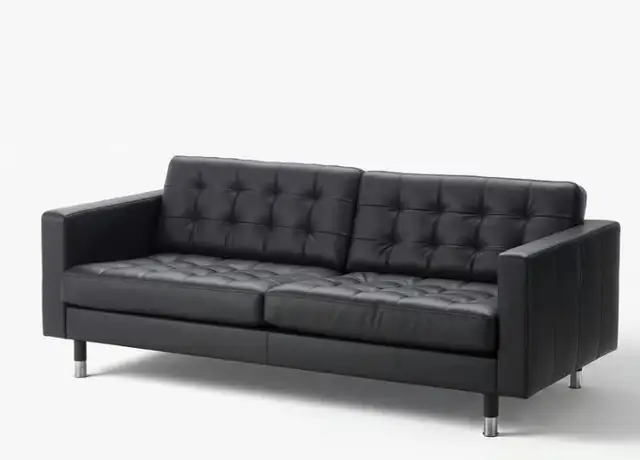Ikea Black Leather Couch $250