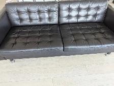 Ikea Black Leather Couch $250 - Photo 3