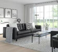 Ikea Black Leather Couch $250 - Photo 5
