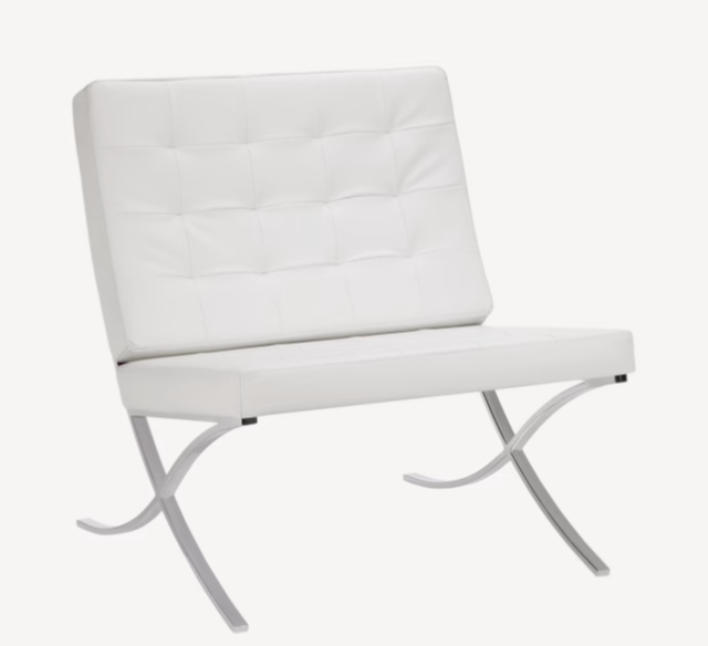 White Leather Lounge/Barcelona Chair
