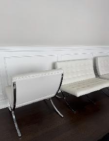 White Leather Lounge/Barcelona Chair - Photo 6