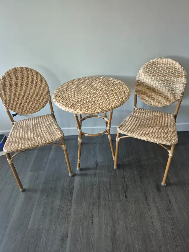 Table and 2 chairs.