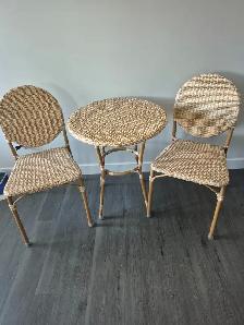 Table and 2 chairs.