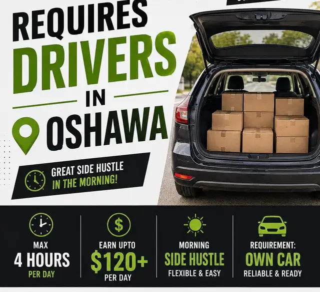 Delivery drivers needed in Oshawa. Own car required